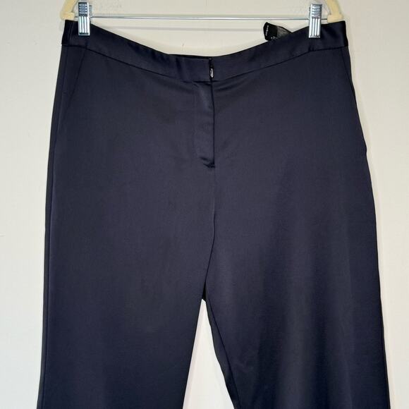 Theory Satin Classic Career Straight Leg Mid Rise Trouser Pants Mavy - Picture 3 of 14